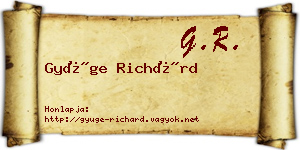 Gyüge Richárd névjegykártya